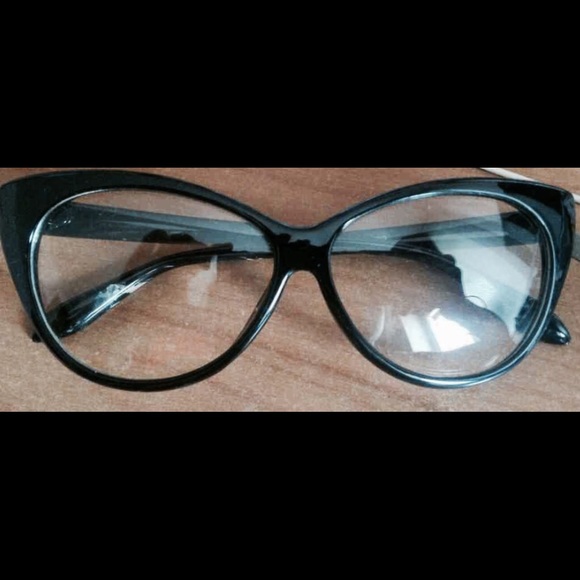 😘 BLACK VINTAGE LOOK CAT EYE  FRAME GLASSES*NEW* - Picture 3 of 4