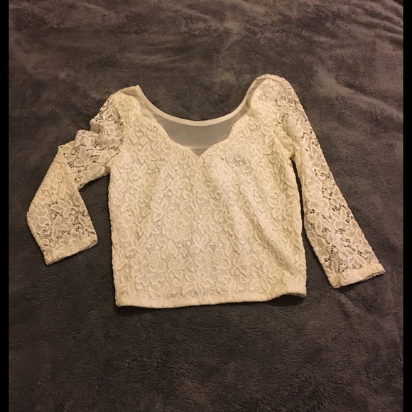 Charlotte Russe Tops - Cream lace crop top