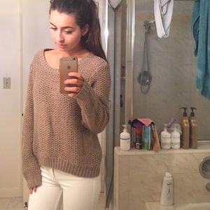 Taupe Off Shoulder Sweater Top