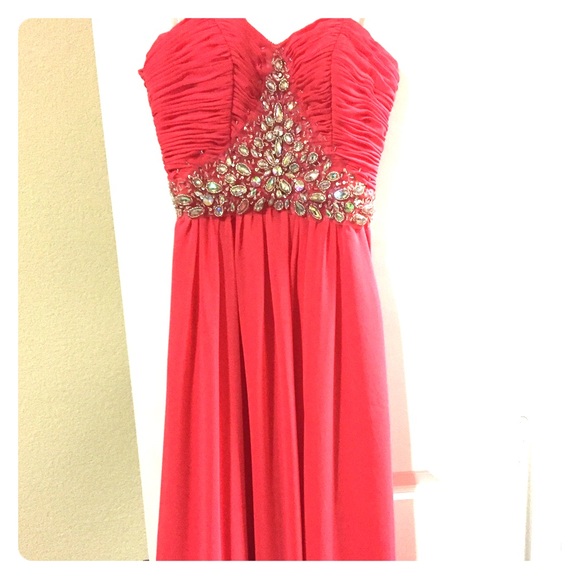 Strapless beaded long Prom dress