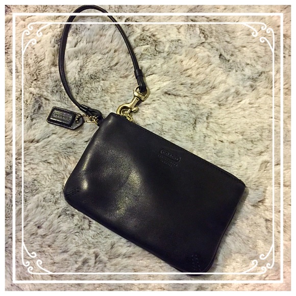 Coach black leather wristlet