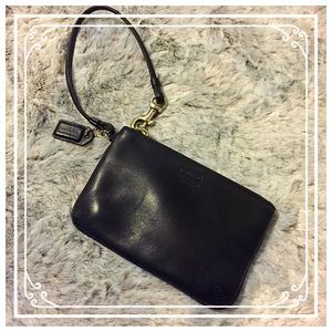 Coach black leather wristlet