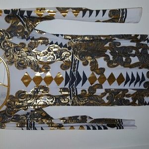 Gold and White long sleeve Balmain Style Dress