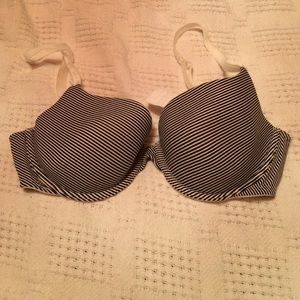 Black and white striped Victoria's Secret bra