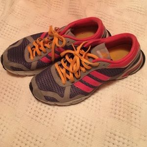 Adidas grey orange and pink tennis shoes