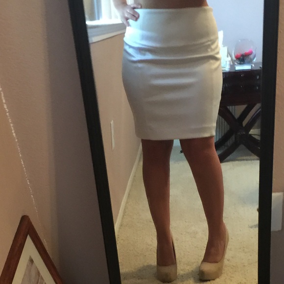 Express Dresses & Skirts - NWT Express White Satin Skirt with Gold Details