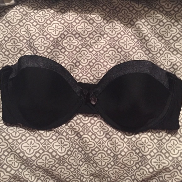Black strapless bra.