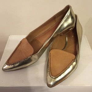 Coach, brown and gold, flats, women's size 8