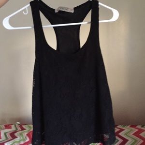 Black floral racer back tank