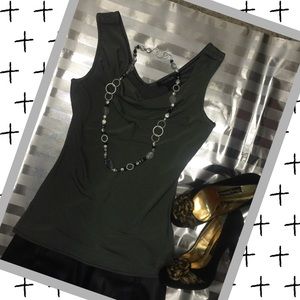 WHBM black and gray striped tank