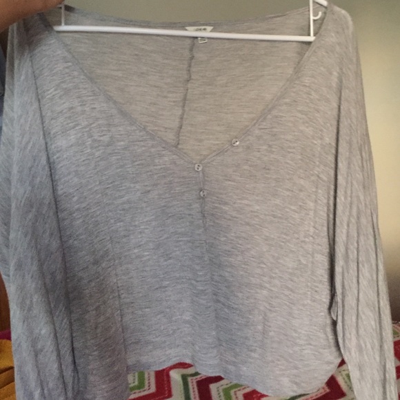 Heather grey loose cropped top! long sleeve 3/4