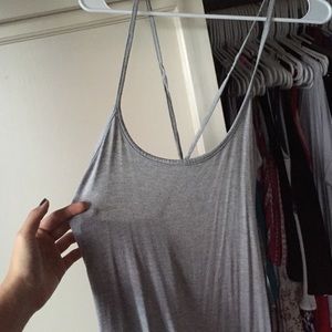 grey scrappy dress with cris cross back!