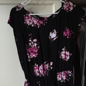 floral romper with PomPom shorts and bow open back