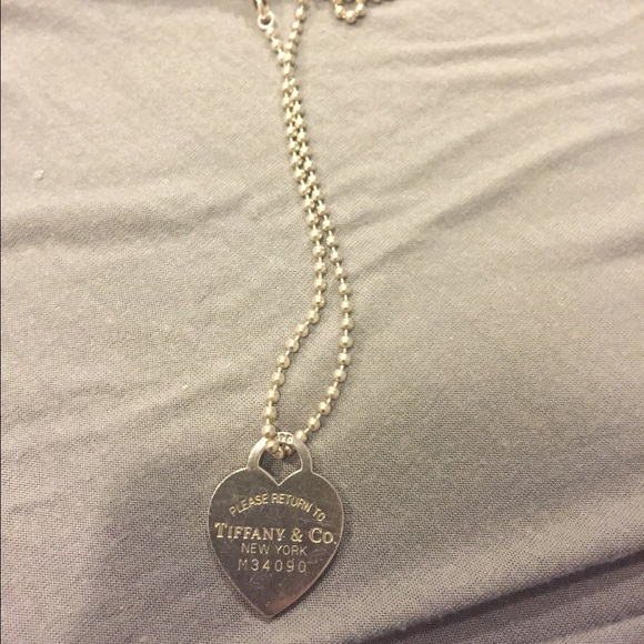 Tiffany dog tag heart necklace