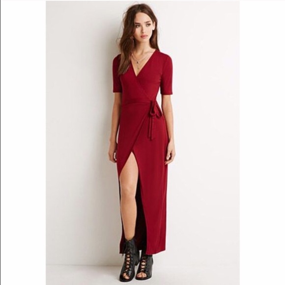 Red wrap dress