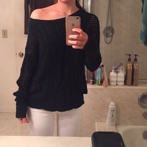 Brandy Melville Black Off Shoulder Sweater