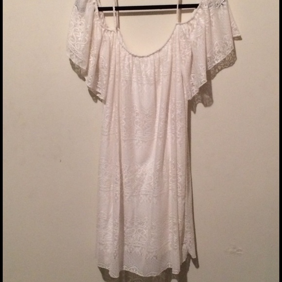Cream Lace Off-the-Shoulder Dress