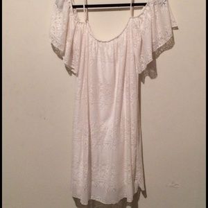 Cream Lace Off-the-Shoulder Dress