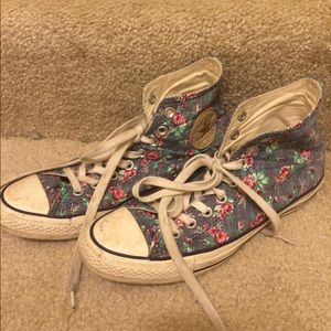 Converse sneakers with a floral denim design
