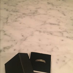 Two diamond and 14k white gold micropave bands