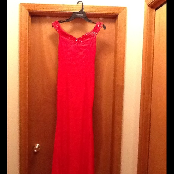 Long red dress