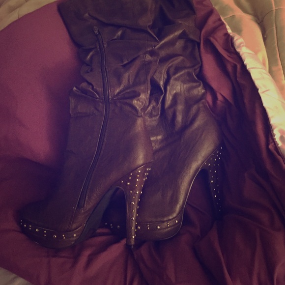 Studded brown boots