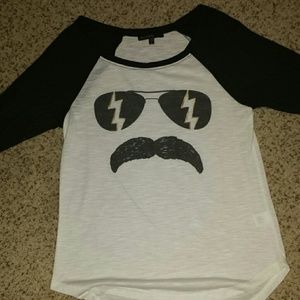 Mustached baseball tee