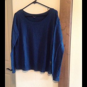 Blue sweater with lace back