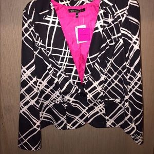 Black/White with pink lining Blazer