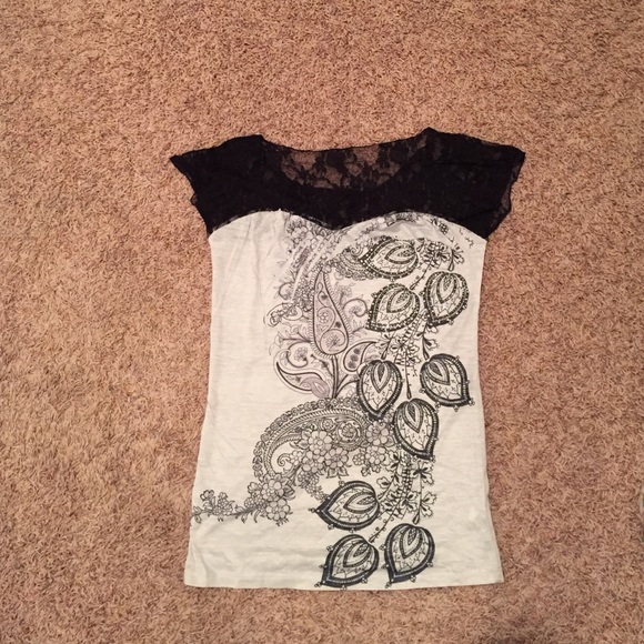 Daytrip black lace tee.