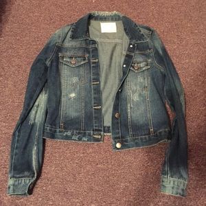 Distressed jean jacket
