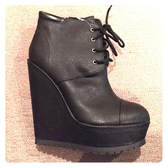 BRAND NEW--Xhilaration Black Wedge Booties