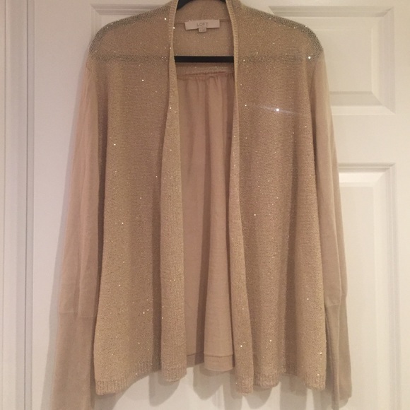 LOFT gold sequin cardigan