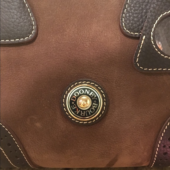 Dooney & Burke brown suede satchel purse - Picture 3 of 4