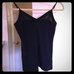 Midnight navy blue silk v neck spaghetti strap top