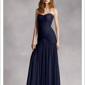 Vera Wang midnight blue sweet heart neckline