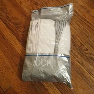 6pk Socks 12-15 Men's full crew, white & gray