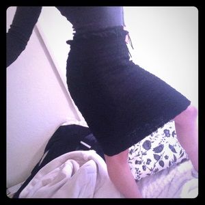 Black embroidered Alaia bodycon skirt