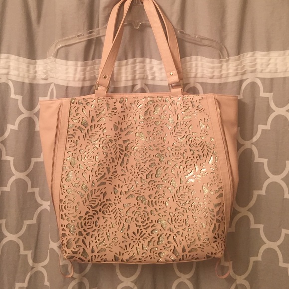 Handbags - Blush Pink and Gold Shimmery Tote