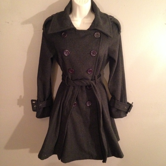 Boutique Jackets & Blazers - NWT Charcoal Long Gray Pea Coat Size S