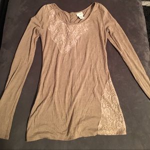 Tan buckle long sleeve shirt