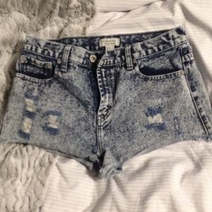Acid wash high waisted shorts