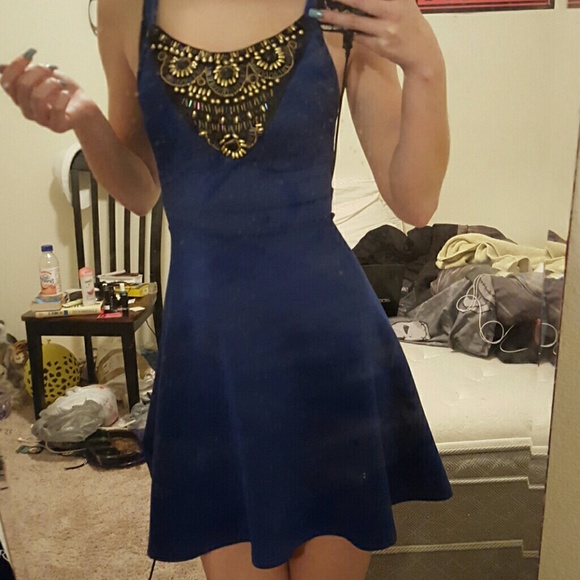 Blue gem homecoming dress