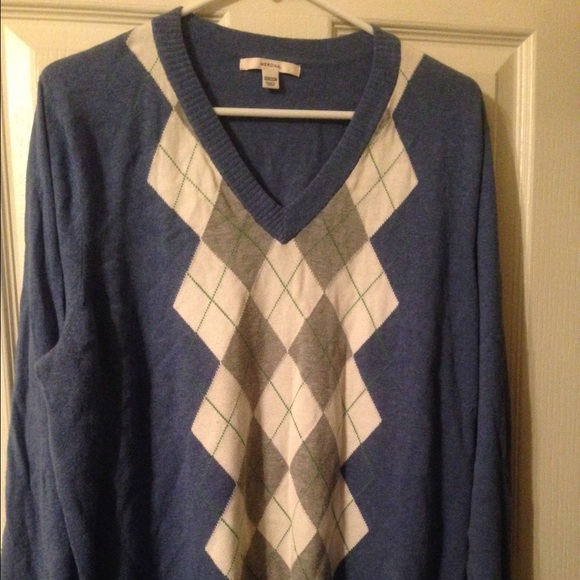 Grey, blue, creme, sweater