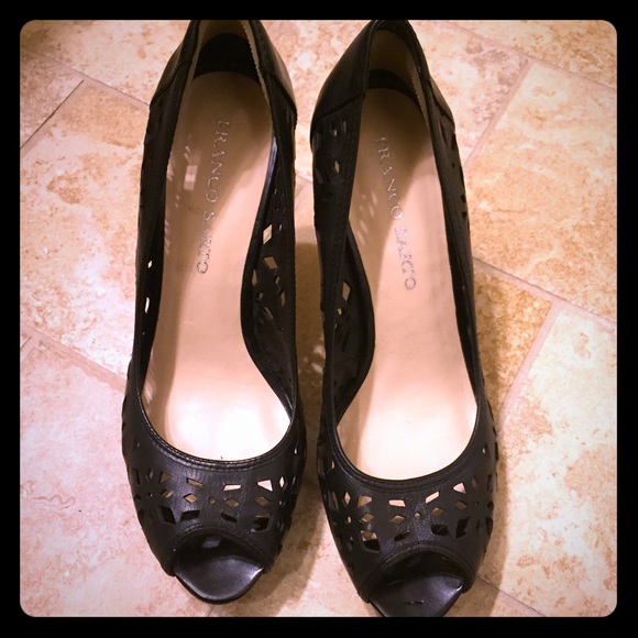 Franco Sarto laser cut black platform heel