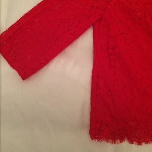 H&M red lace top size 6 keyhole back