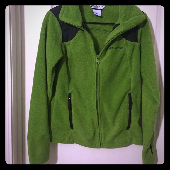 Green Columbia fleece jacket.