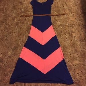 Navy and Pink Maxi Dress