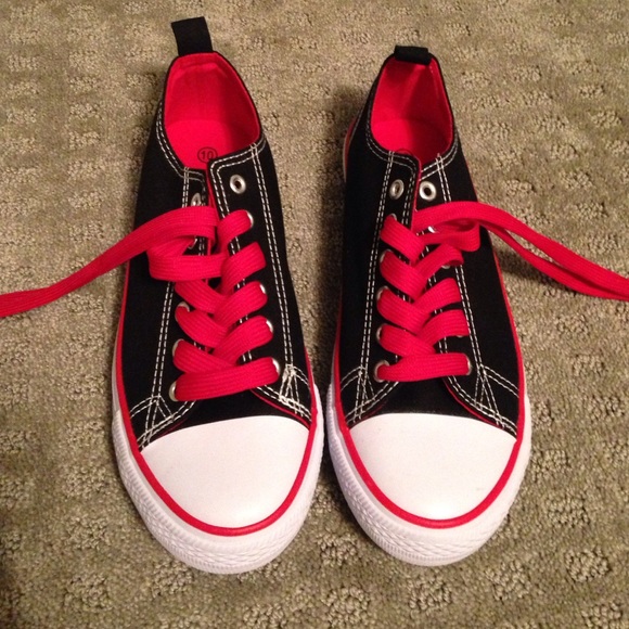 Black/white with red trim sneakers