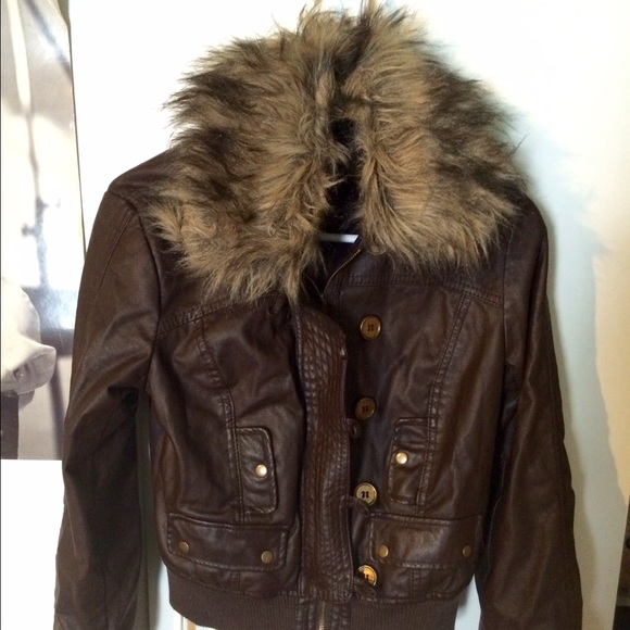 Faux leather bomber jacket